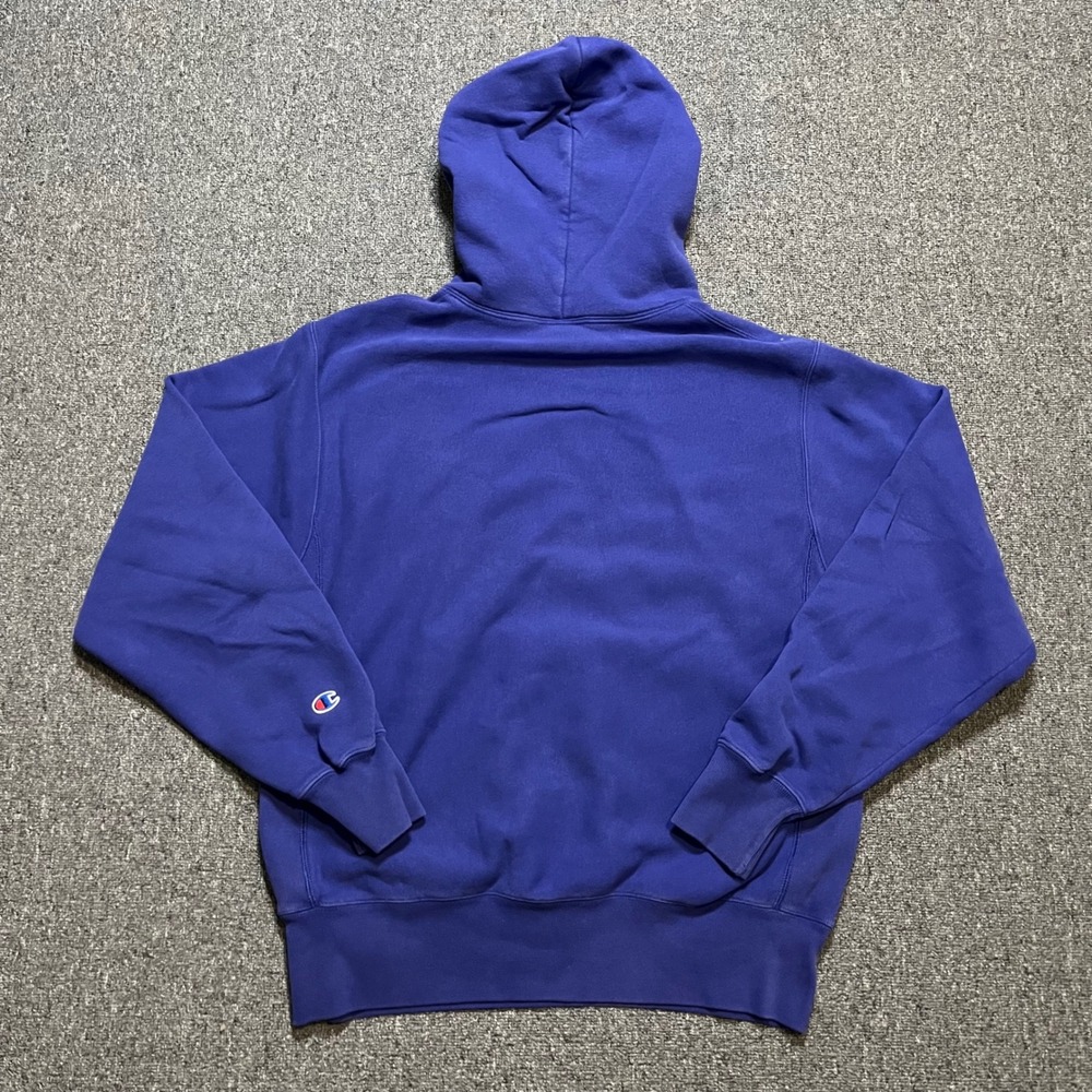 Vintage Champion Reverse Weave Hoodie Purple Sweatshirt M Triple Logo Pullover - Picture 2 of 8